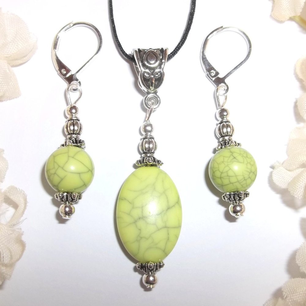 Jewelry Set Matching Earrings Necklace Beaded Handmade Accessory Gift Girl 6207